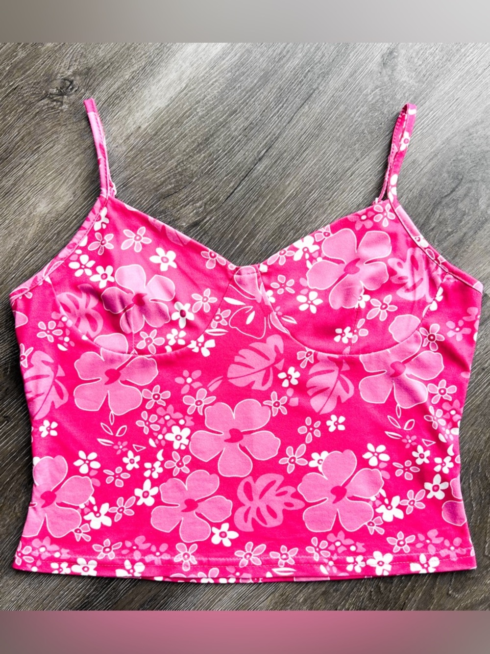 Pink floral cami tank top